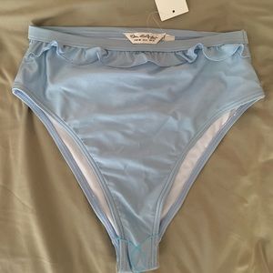 High Waisted Baby Blue Bikini Bottom w Ruffles